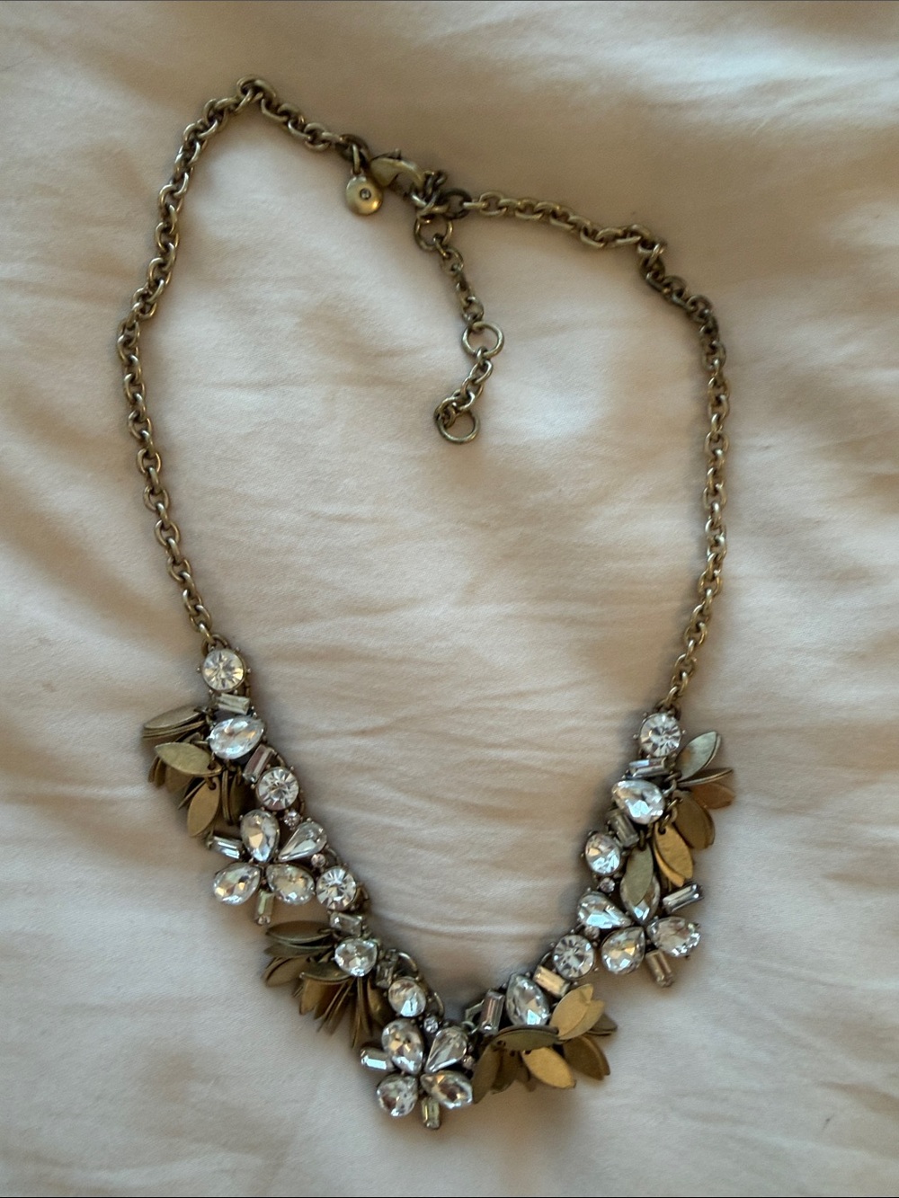J. Crew Gold-Tone Crystal Leaf Bib Necklace